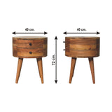 Solid Mango Wood Bedside Cabinet With 2 Drawers - Odyssey
