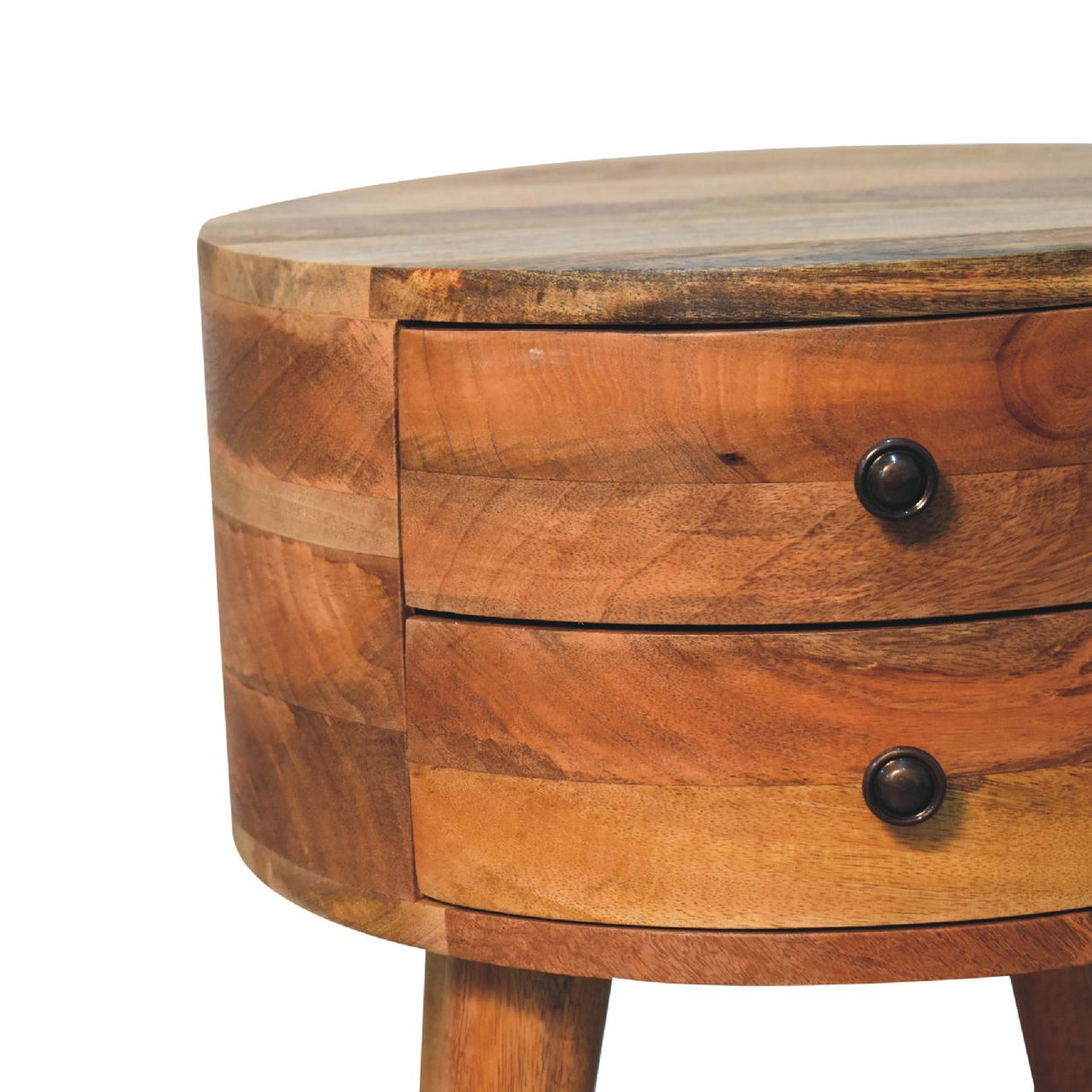 Solid Mango Wood Bedside Cabinet With 2 Drawers - Odyssey
