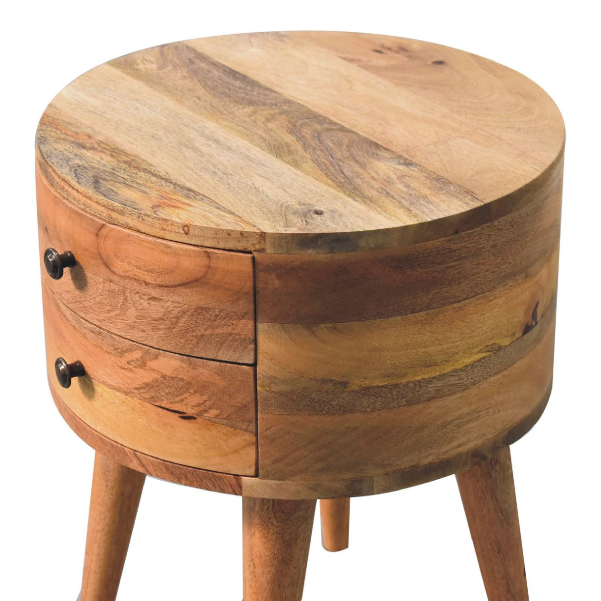 Solid Mango Wood Bedside Cabinet With 2 Drawers - Odyssey