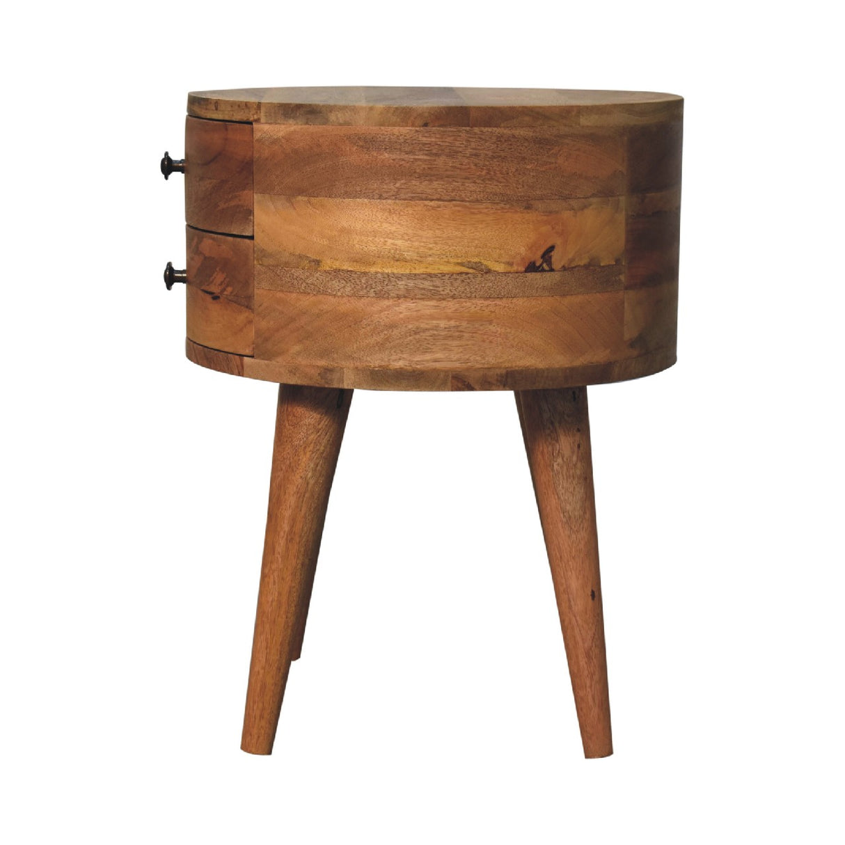 Solid Mango Wood Bedside Cabinet With 2 Drawers - Odyssey