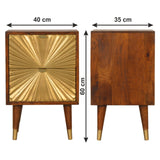 Solid Mango Wood Bedside Cabinet With 2 Gold Front Drawers - Manila