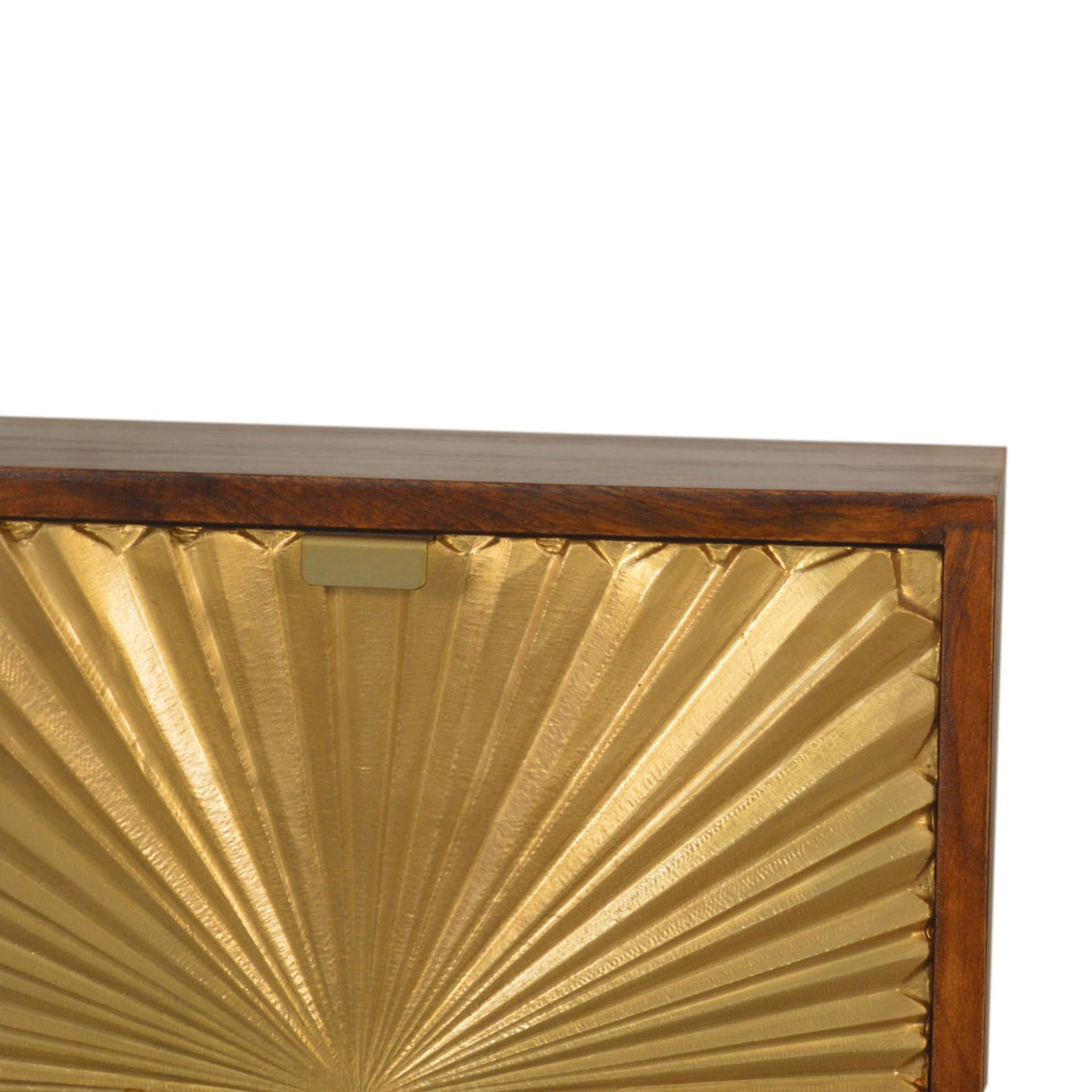 Solid Mango Wood Bedside Cabinet With 2 Gold Front Drawers - Manila