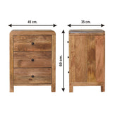 Solid Mango Wood Bedside Cabinet With 3 Drawers - Aspen