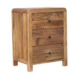 Solid Mango Wood Bedside Cabinet With 3 Drawers - Aspen