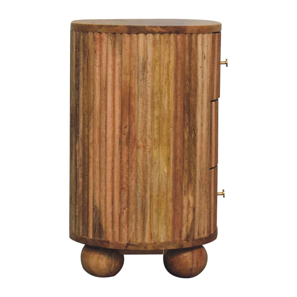 Solid Mango Wood Bedside Cabinet Ball With 3 Drawers - Soba