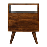 Solid Mango Wood Bedside Cabinet Classic With 2 Drawers - Derby