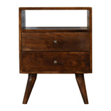 Solid Mango Wood Bedside Cabinet Classic With 2 Drawers - Derby