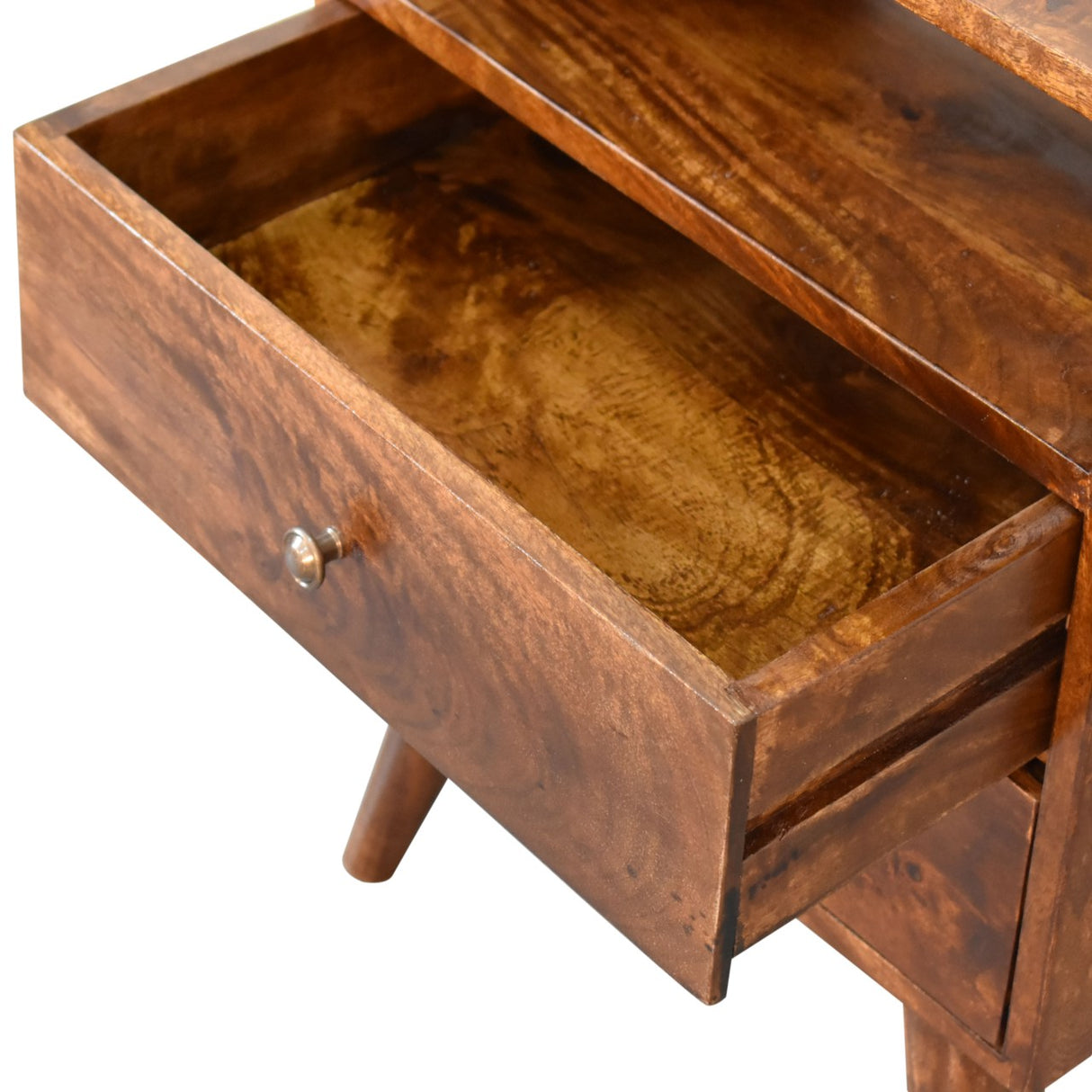 Solid Mango Wood Bedside Cabinet Classic With 2 Drawers - Derby