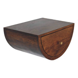 Solid Mango Wood Bedside Cabinet Crescent And Floating - Birmingham