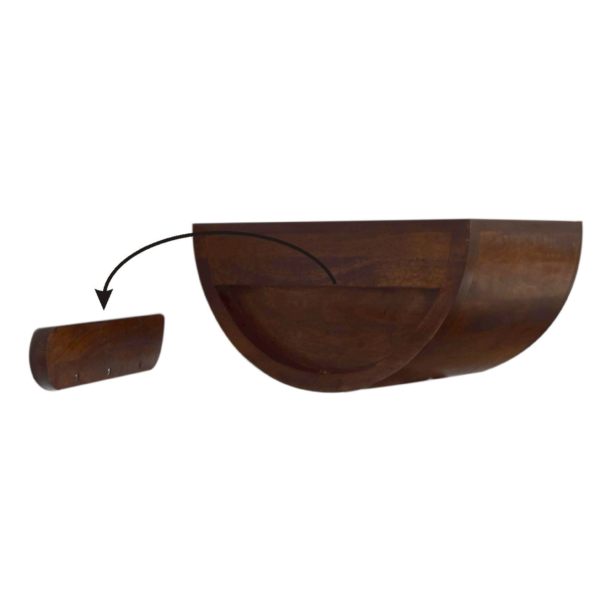 Solid Mango Wood Bedside Cabinet Crescent And Floating - Birmingham