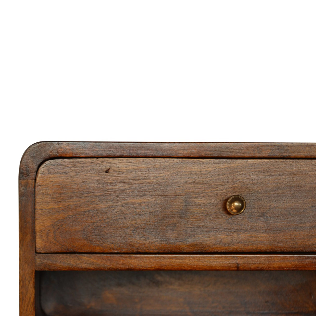 Solid Mango Wood Bedside Cabinet Curve Floating With 1 Drawer - Birmingham
