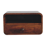 Solid Mango Wood Bedside Cabinet Curve Upper Slot Floating - Lincoln