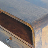 Solid Mango Wood Bedside Cabinet Curve Upper Slot Floating - Lincoln