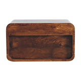 Solid Mango Wood Bedside Cabinet Curve Upper Slot Floating - Lincoln