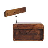 Solid Mango Wood Bedside Cabinet Curve Upper Slot Floating - Lincoln
