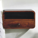Solid Mango Wood Bedside Cabinet Curve Upper Slot Floating - Lincoln