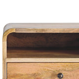 Solid Mango Wood Bedside Cabinet Curve Upper Slot Floating - Lincoln