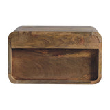 Solid Mango Wood Bedside Cabinet Curve Upper Slot Floating - Lincoln