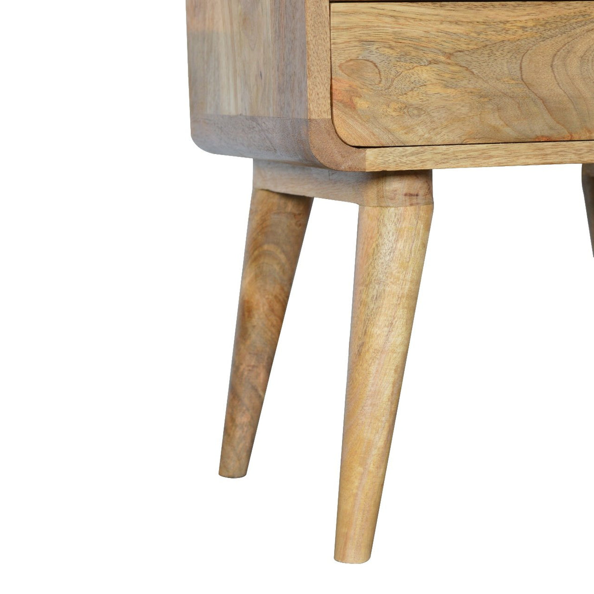 Solid Mango Wood Bedside Cabinet Curved With 2 Drawers - Coventry