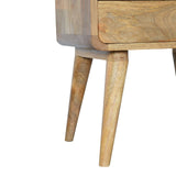 Solid Mango Wood Bedside Cabinet Curved With 2 Drawers - Coventry