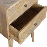 Solid Mango Wood Bedside Cabinet Curved With 2 Drawers - Coventry
