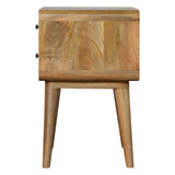 Solid Mango Wood Bedside Cabinet Curved With 2 Drawers - Coventry