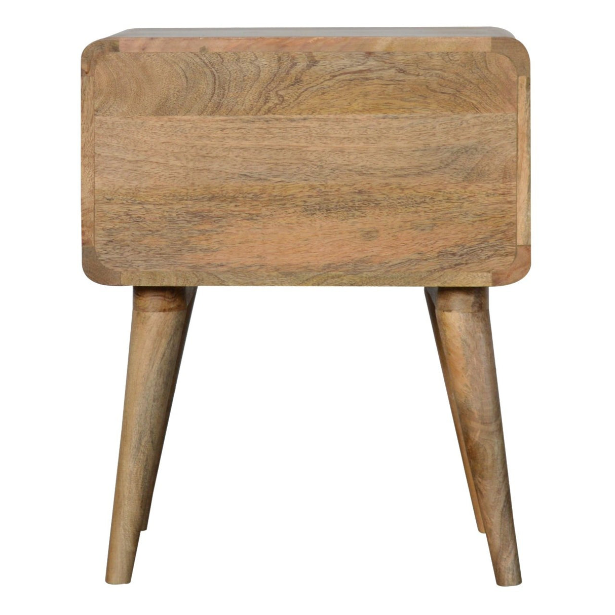 Solid Mango Wood Bedside Cabinet Curved With 2 Drawers - Coventry
