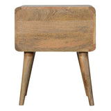 Solid Mango Wood Bedside Cabinet Curved With 2 Drawers - Coventry