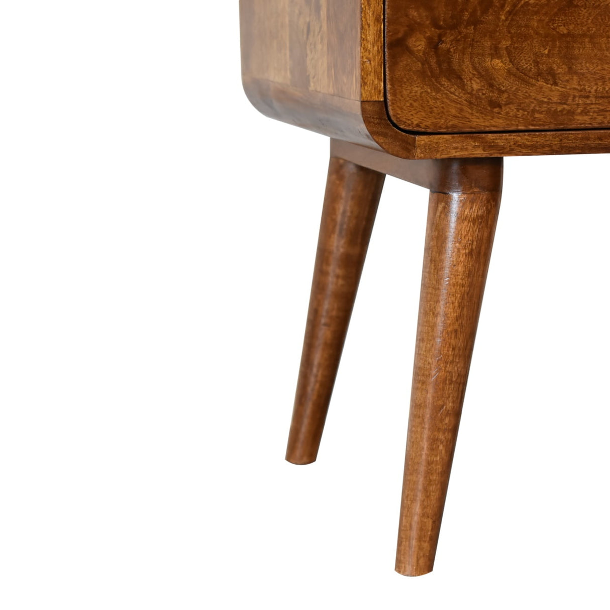 Solid Mango Wood Bedside Cabinet Curved With 2 Drawers - Gloucester