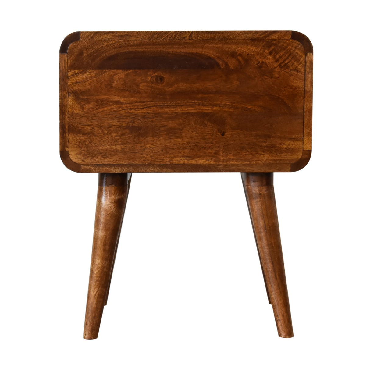 Solid Mango Wood Bedside Cabinet Curved With 2 Drawers - Gloucester