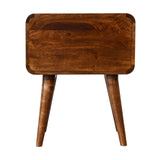 Solid Mango Wood Bedside Cabinet Curved With 2 Drawers - Gloucester