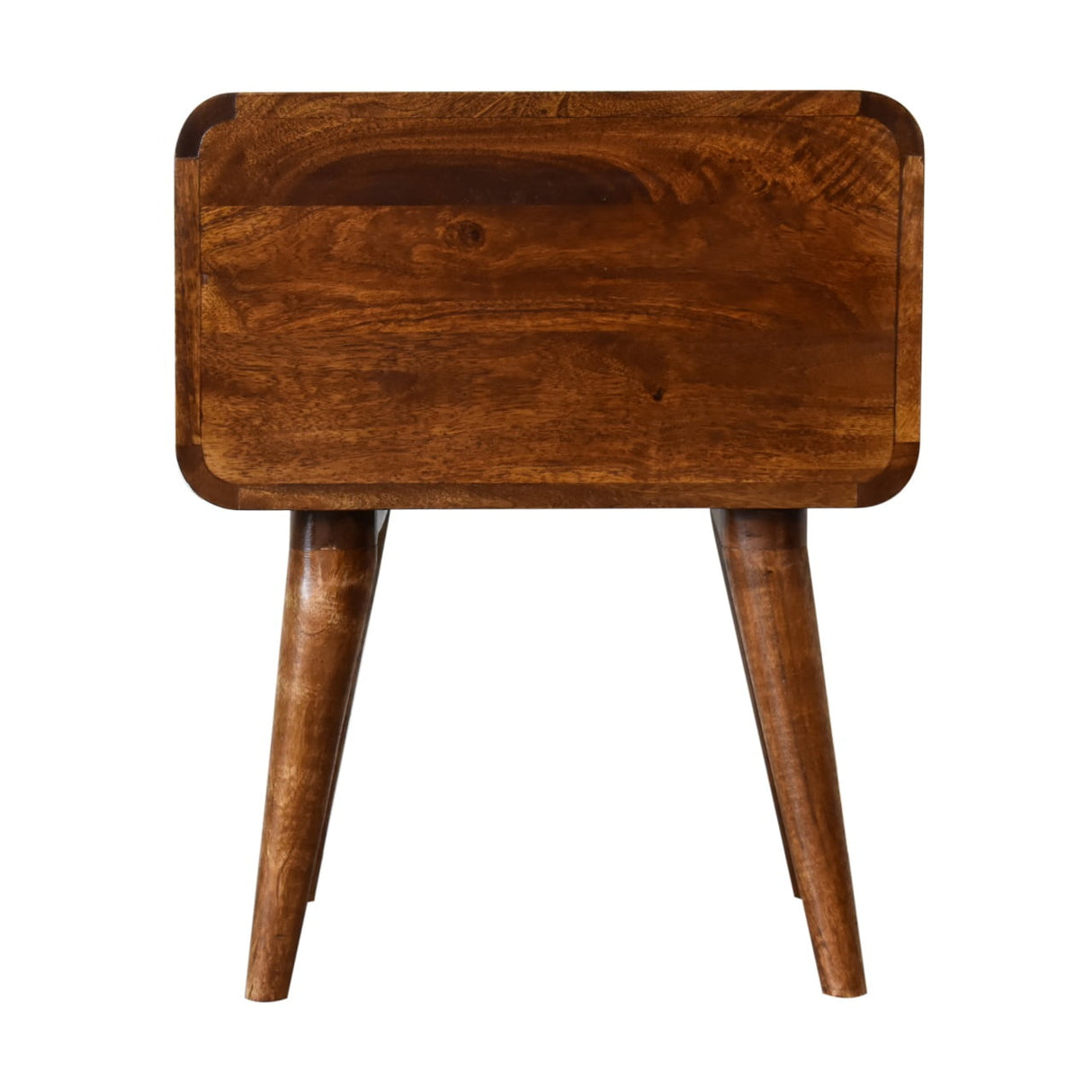 Solid Mango Wood Bedside Cabinet Curved With 2 Drawers - Gloucester