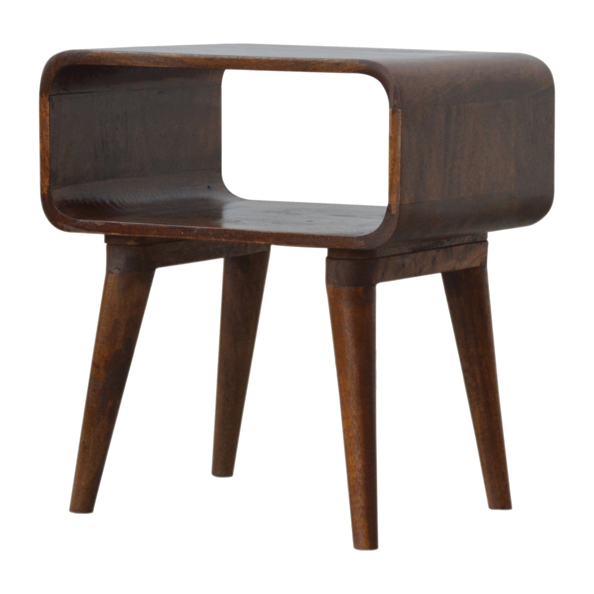 Solid Mango Wood Bedside Cabinet Curved And Open - Gloucester