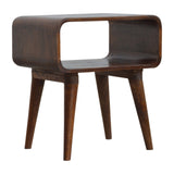 Solid Mango Wood Bedside Cabinet Curved And Open - Gloucester