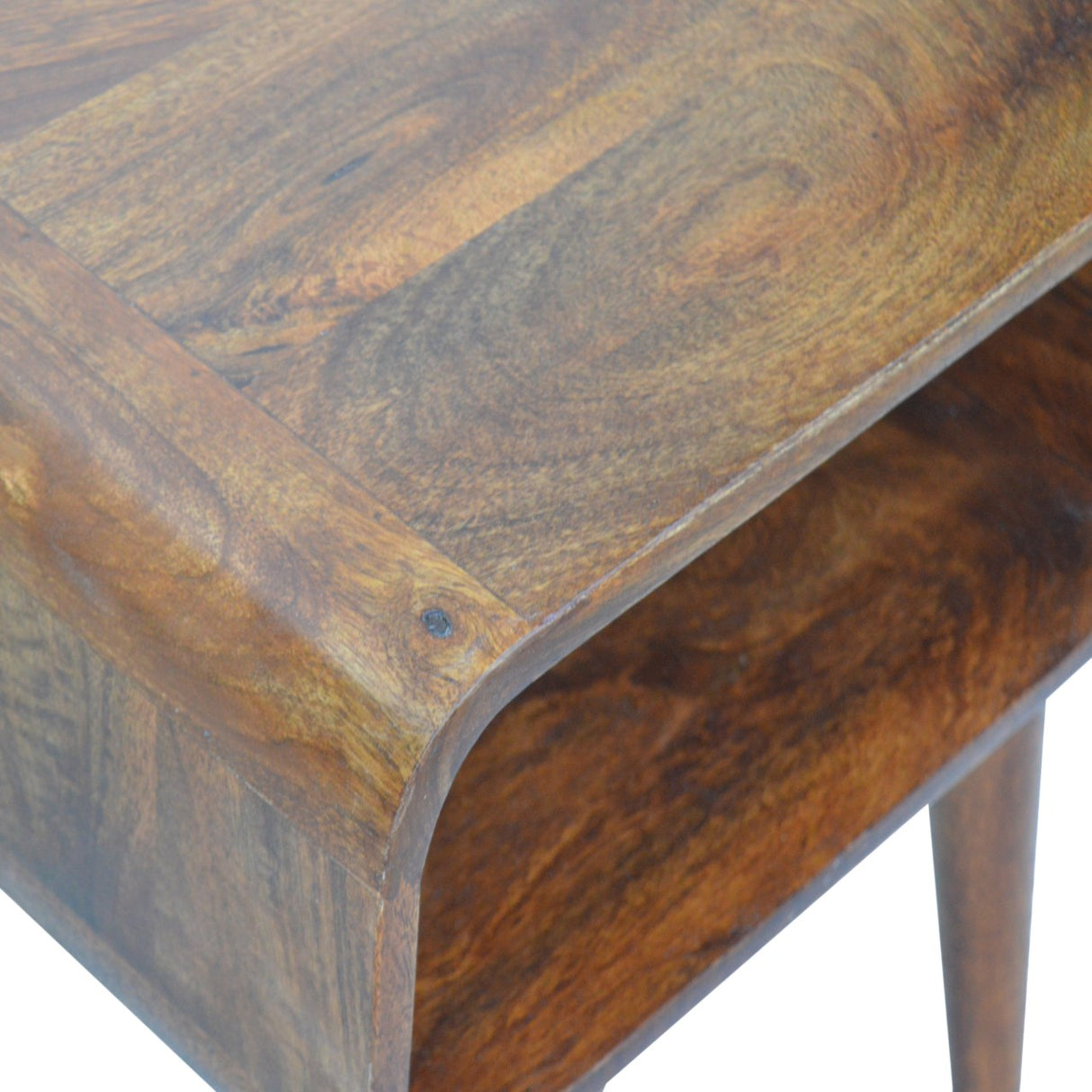 Solid Mango Wood Bedside Cabinet Curved And Open - Gloucester