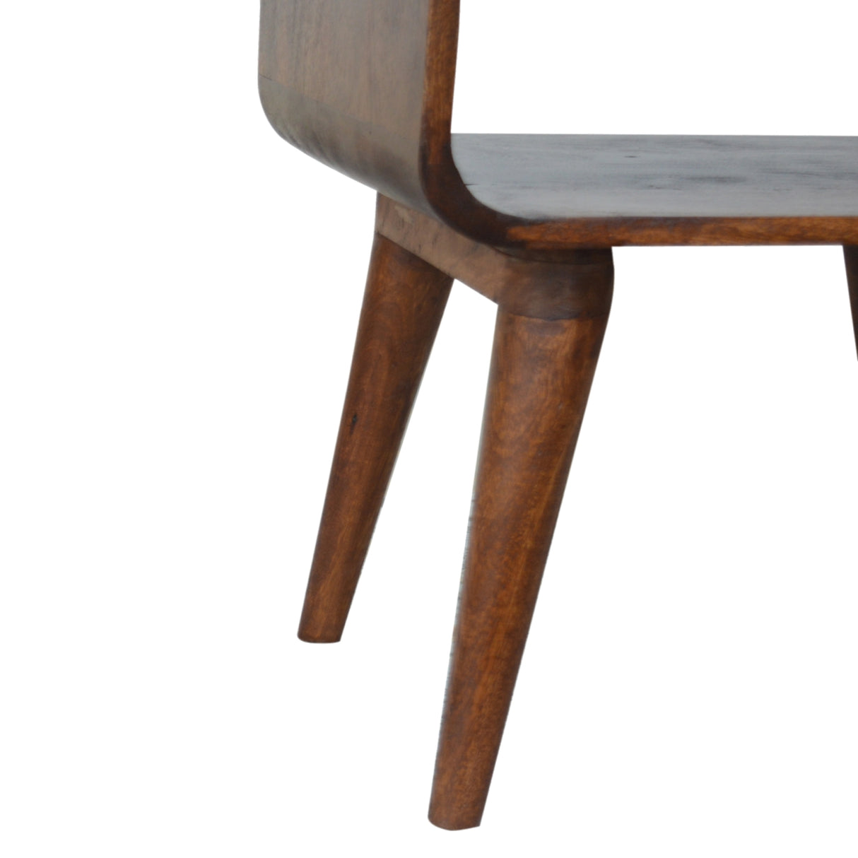 Solid Mango Wood Bedside Cabinet Curved And Open - Gloucester