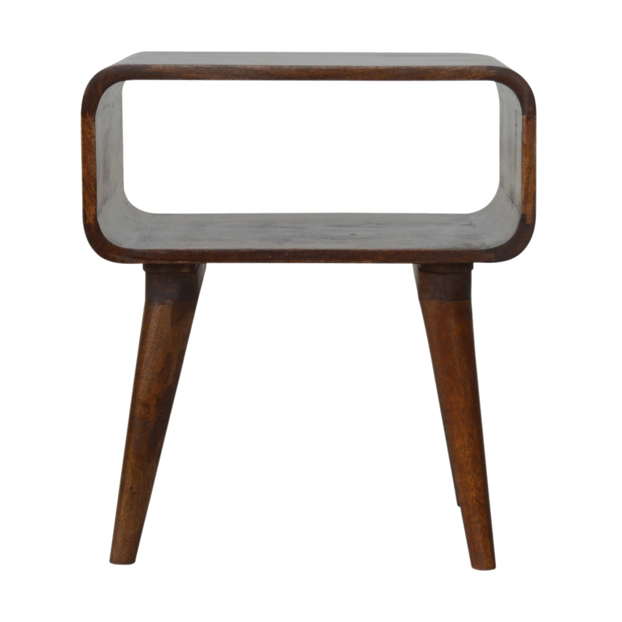 Solid Mango Wood Bedside Cabinet Curved And Open - Gloucester