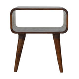Solid Mango Wood Bedside Cabinet Curved And Open - Gloucester