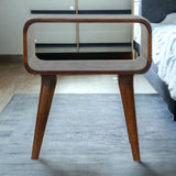 Solid Mango Wood Bedside Cabinet Curved And Open - Gloucester