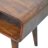 Solid Mango Wood Bedside Cabinet Curved And Open - Gloucester