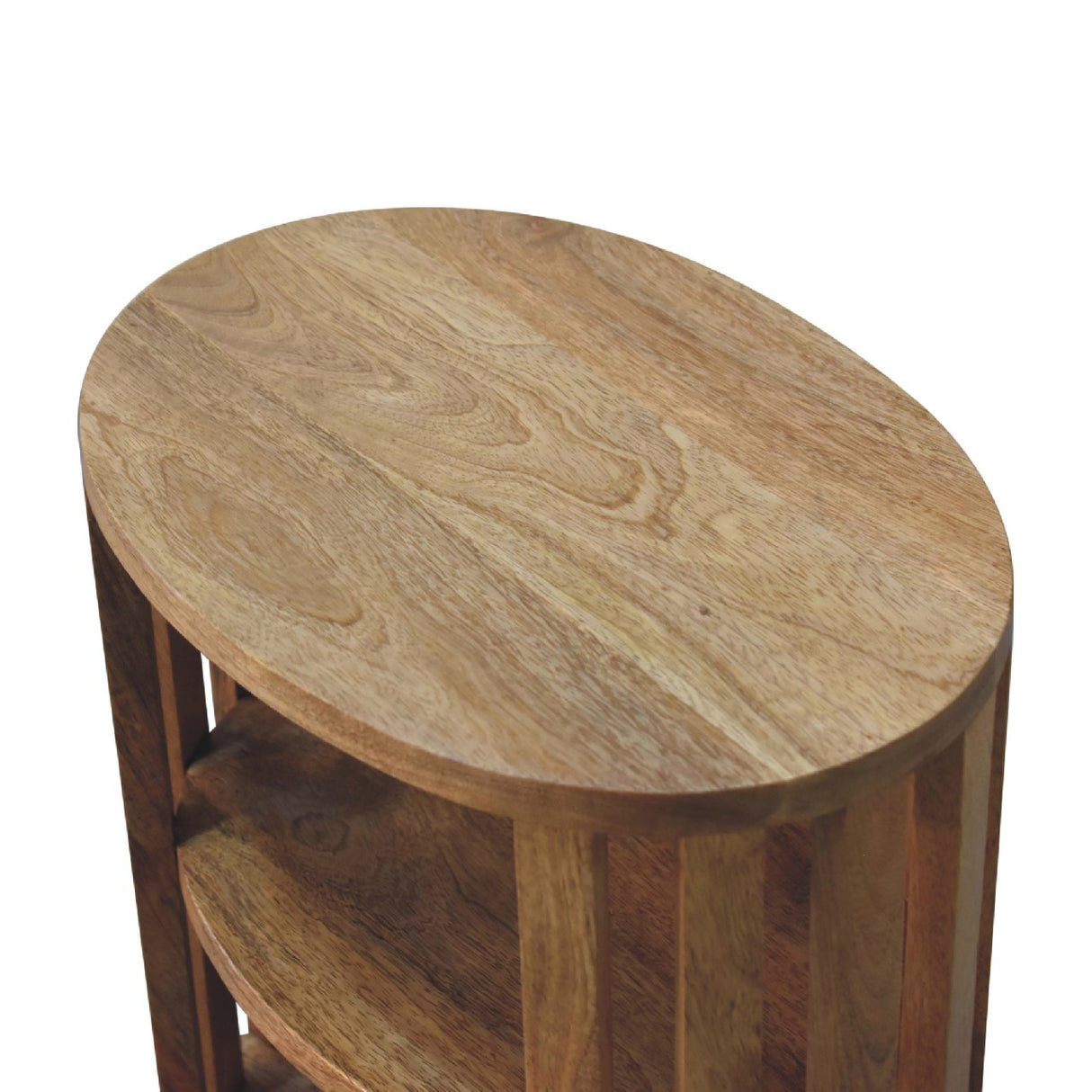 Solid Mango Wood Bedside Cabinet With Double Shelves - Ariella