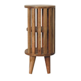 Solid Mango Wood Bedside Cabinet With Double Shelves - Ariella