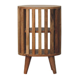 Solid Mango Wood Bedside Cabinet With Double Shelves - Ariella
