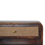 Solid Mango Wood Bedside Cabinet Floating With 1 Woven Front Drawer - Birmingham