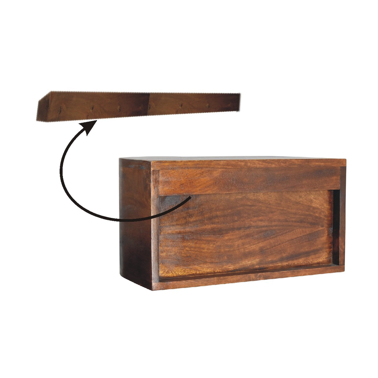 Solid Mango Wood Bedside Cabinet Floating With 2 Drawers - Lunar