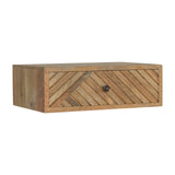 Solid Mango Wood Bedside Cabinet Floating With Carved Lines - Hereford