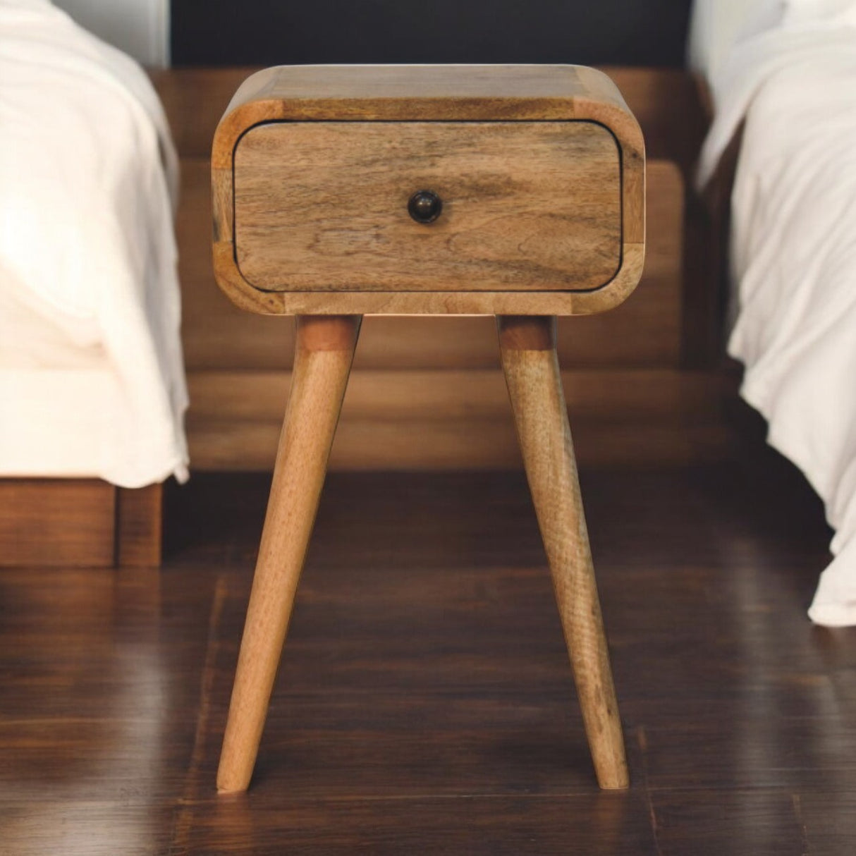 Solid Mango Wood Bedside Cabinet Mini With 1 Drawer - Avora