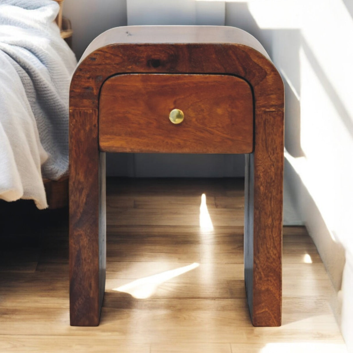 Solid Mango Wood Bedside Cabinet Mini With 1 Drawer - Darcy