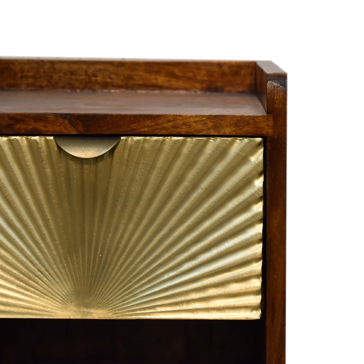 Solid Mango Wood Bedside Cabinet Mini With 1 Gold Front Drawer - Manila