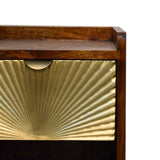 Solid Mango Wood Bedside Cabinet Mini With 1 Gold Front Drawer - Manila